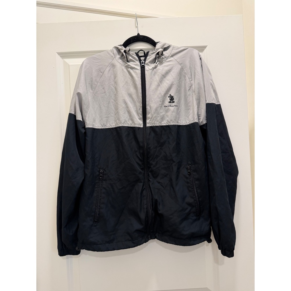 Disney Parks Walt Disney World Mickey Mouse Windbreaker Jacket Grey Black Small